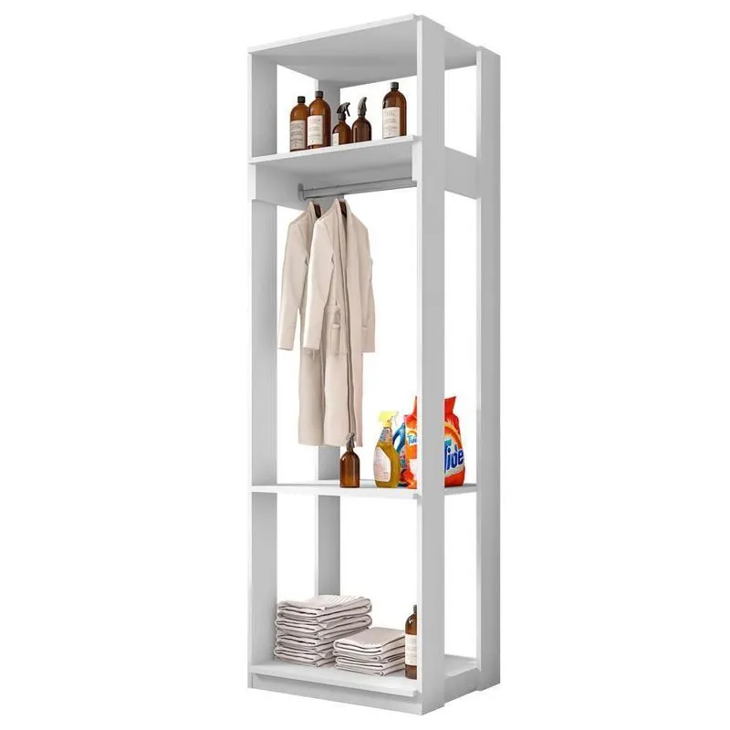 Módulo Guarda Roupa Closet Com Prateleiras Titan Branco Velluto - Móveis Leão