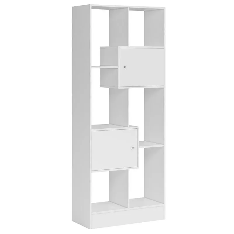Estante Livreiro Multiuso 2 Portas 6 Nichos 73cm Hub Q01 Branco - Mpozenato