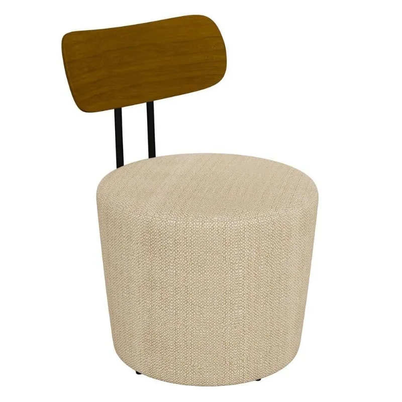 Poltrona Decorativa Para Sala De Estar Redonda 53cm Le Moon M22 Linho Champanhe - Mpozenato