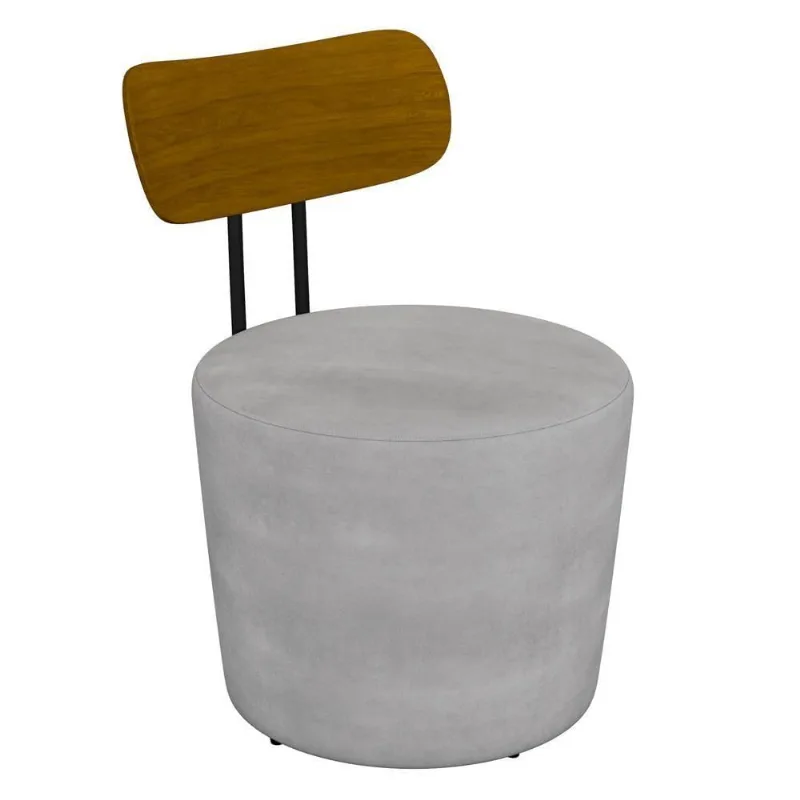 Poltrona Decorativa Para Sala De Estar Redonda 53cm Le Moon M22 Veludo Cinza - Mpozenato