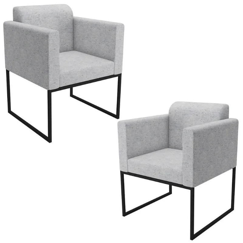 Kit 2 Poltronas Anita Linho 771 Mescla F02 Neblina