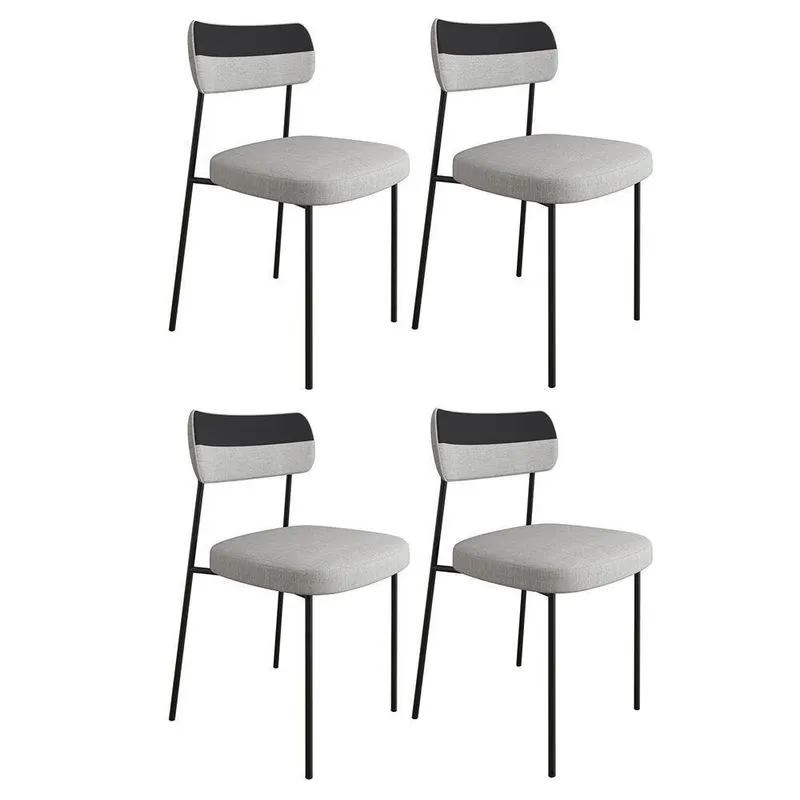 Kit 4 Cadeiras Estofadas Milli Corano-linho A14 Preto-cinza - Mpozenato