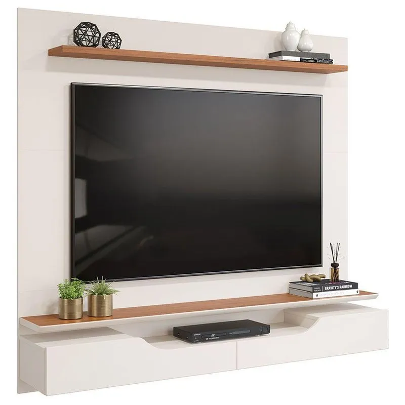 Painel Para Tv Até Pol. 2 Portas Off White/Freijó