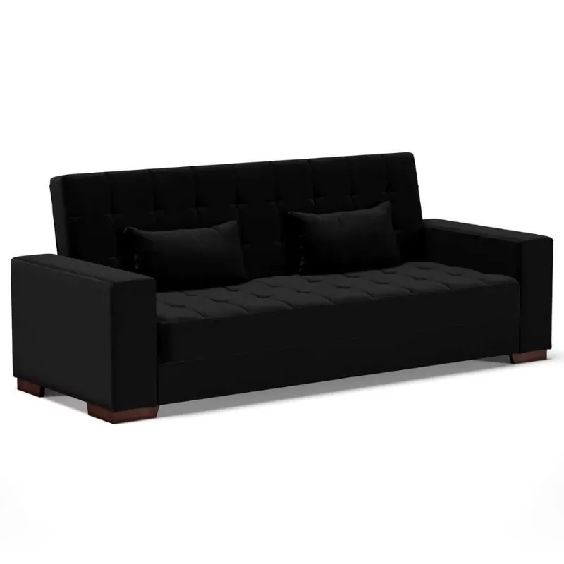 Sofá Cama Para Sala De Estar Lisboa Linho Preto - Ibiza