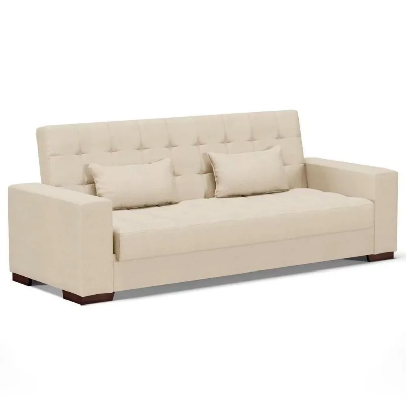 Sofá Cama Para Sala De Estar Lisboa Veludo Off White - Ibiza