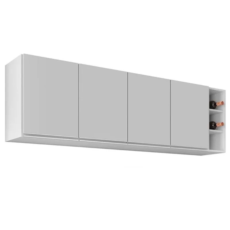 Armário Aéreo Nevada Com Nicho 180cm 04 Portas Lumil - Branco