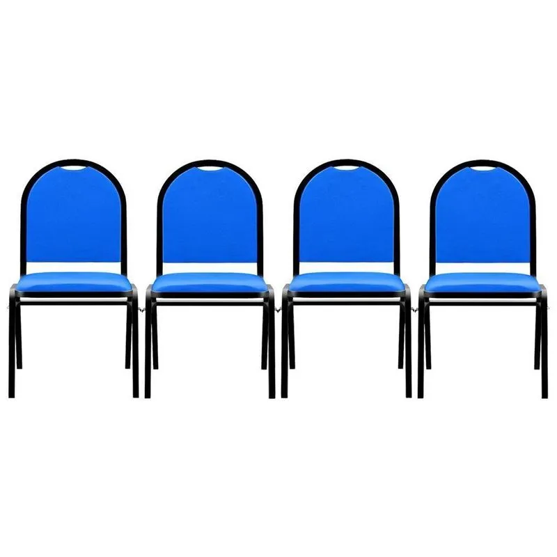Kit 4 Cadeiras Hoteleiras Auditório Empilhável Sintético M23 Azul - Mpozenato