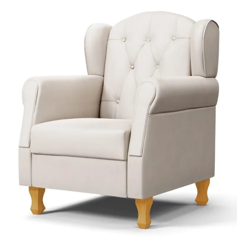 Poltrona De Amamentação Com Pés De Madeira Lucy P04 Suede Bege - Mpozenato