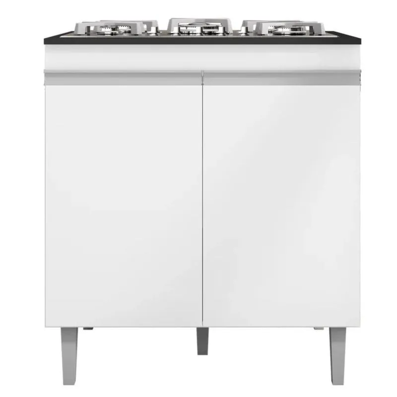 Balcão Com Tampo Para Cooktop 5 Bocas 2 Portas Andréia Branco - Ajl Móveis