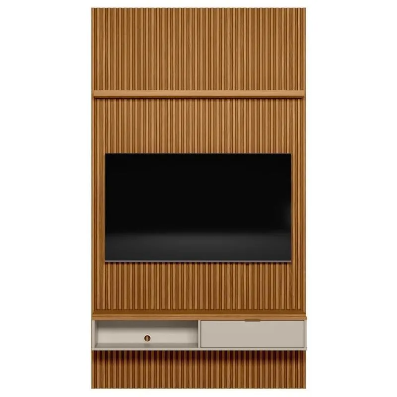 Painel Ripado Para Tv 60 Pol. Com Bancada 141cm Prime Plus L06 Nature-off White - Mpozenato