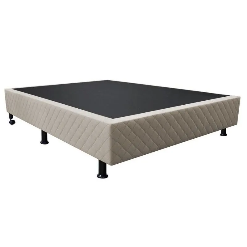 Base Box Para Cama Casal 138x188cm Liz S05 Suede Bordado Bege - Mpozenato