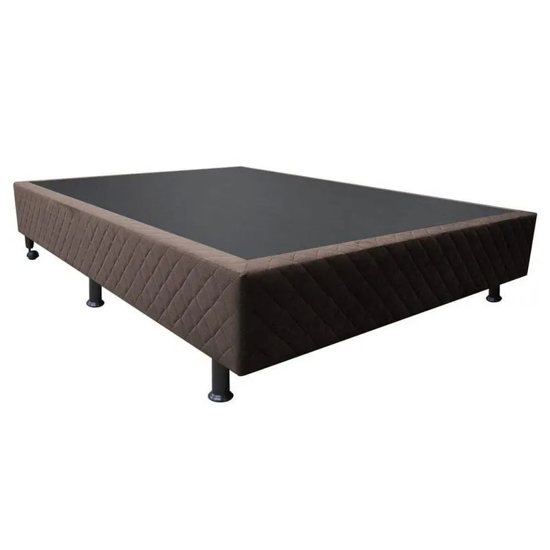Base Box Para Cama Casal 138x188cm Liz S05 Suede Bordado Marrom - Mpozenato