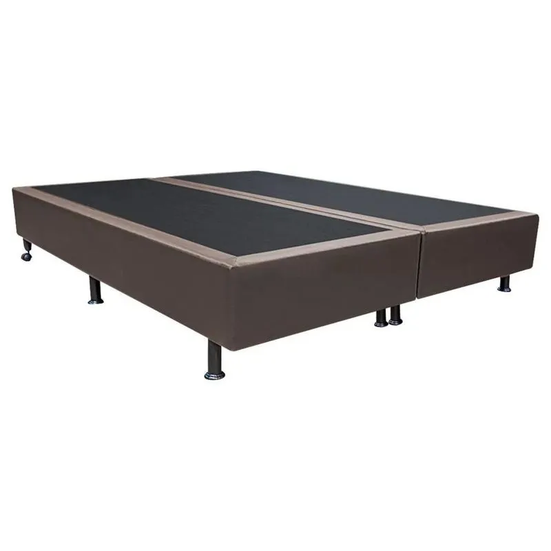 Base Box Para Cama Casal King 192x203cm Bipartido Liz S05 Sintético Marrom - Mpozenato