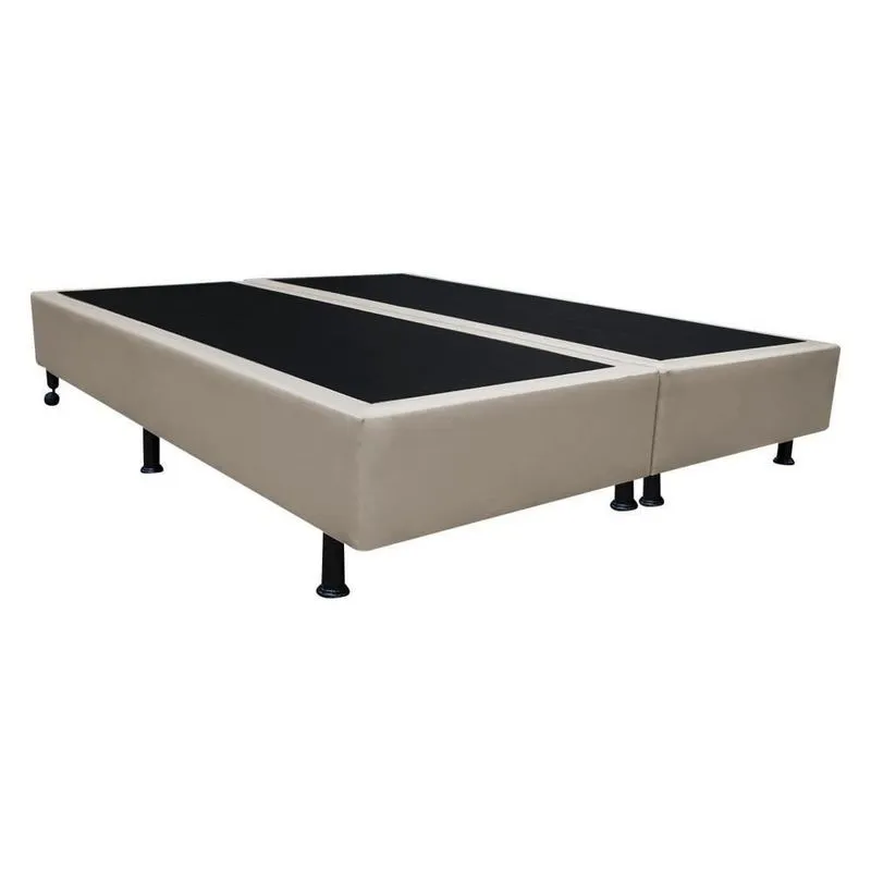 Base Box Para Cama Casal Queen 158x198cm Bipartido Liz S05 Sintético Bege - Mpozenato