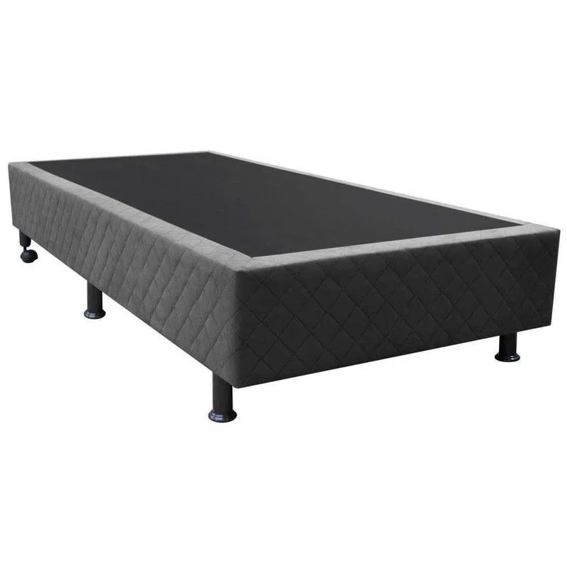 Base Box Para Cama Solteiro 88x188cm Liz S05 Suede Bordado Cinza - Mpozenato