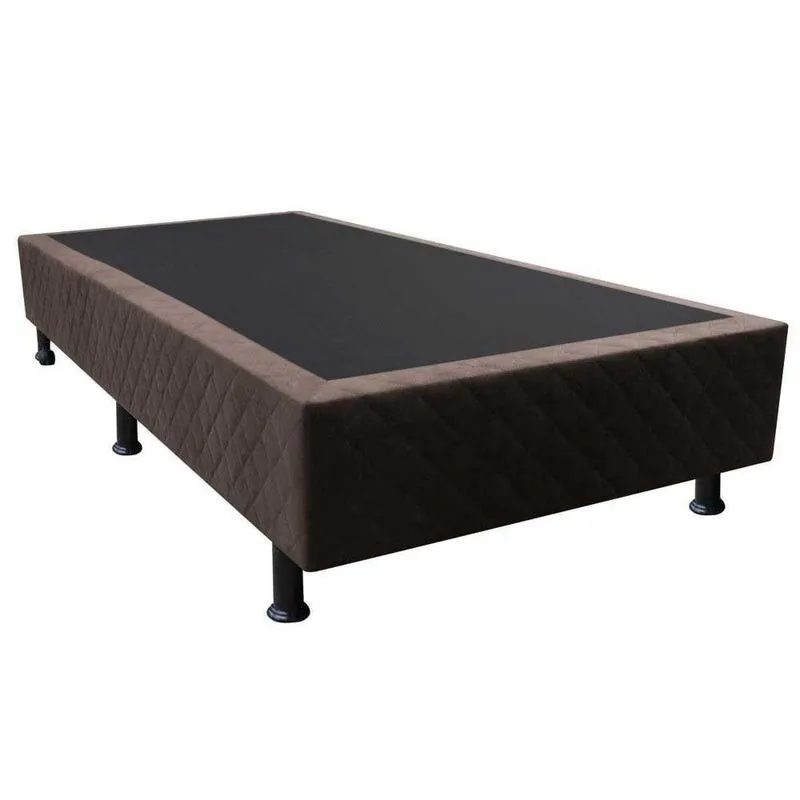 Base Box Para Cama Solteiro 88x188cm Liz S05 Suede Bordado Marrom - Mpozenato