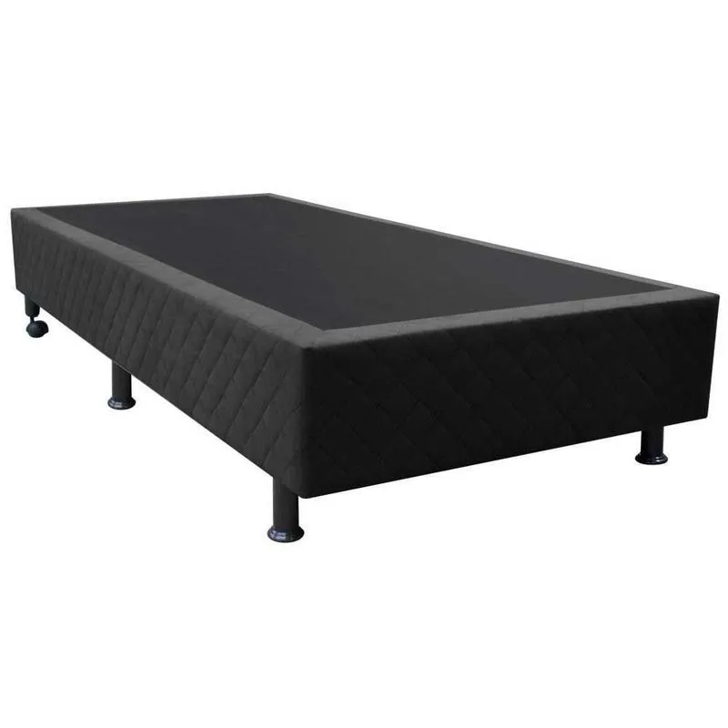 Base Box Para Cama Solteiro 88x188cm Liz S05 Suede Bordado Preto - Mpozenato