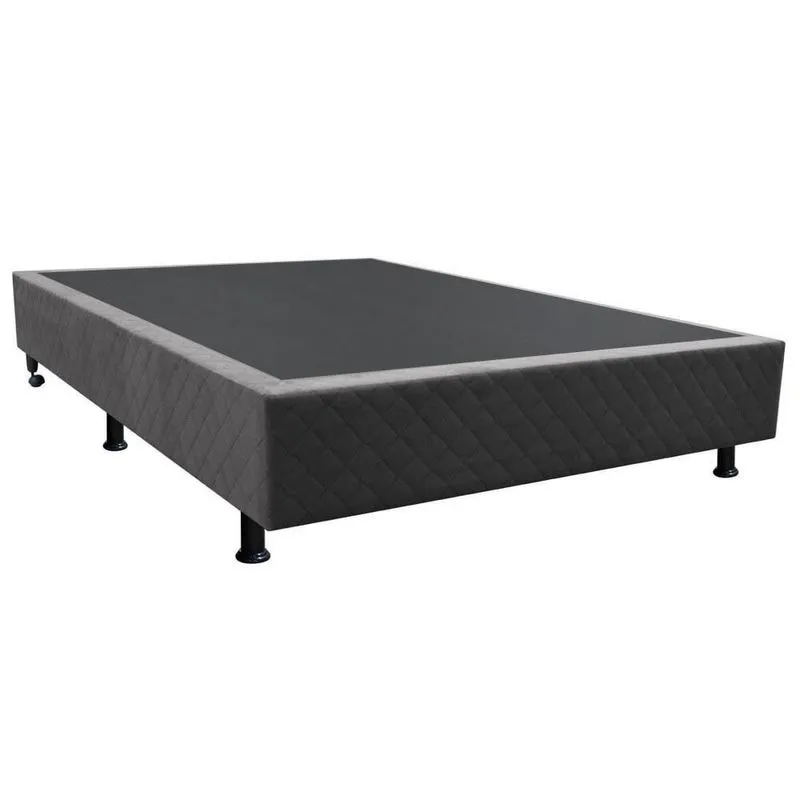Base Box Para Cama Viúva 128x188cm Liz S05 Suede Bordado Cinza - Mpozenato