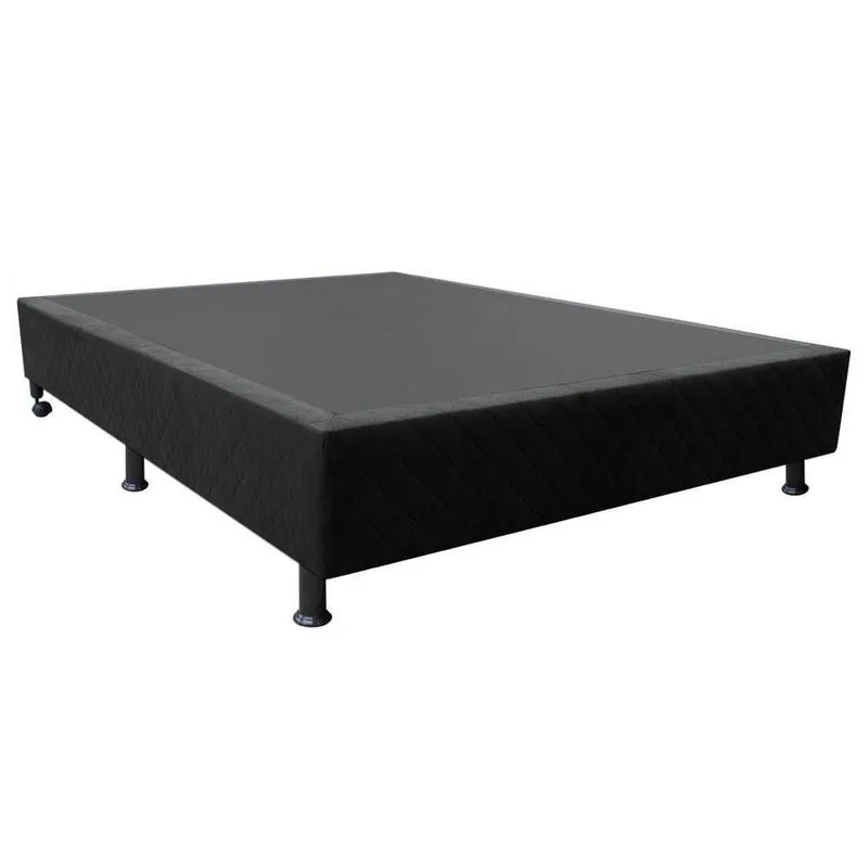 Base Box Para Cama Viúva 128x188cm Liz S05 Suede Bordado Preto - Mpozenato