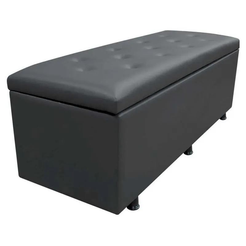 Calçadeira Baú Casal Queen 160cm Estofada Liz S05 Sintético Preto - Mpozenato