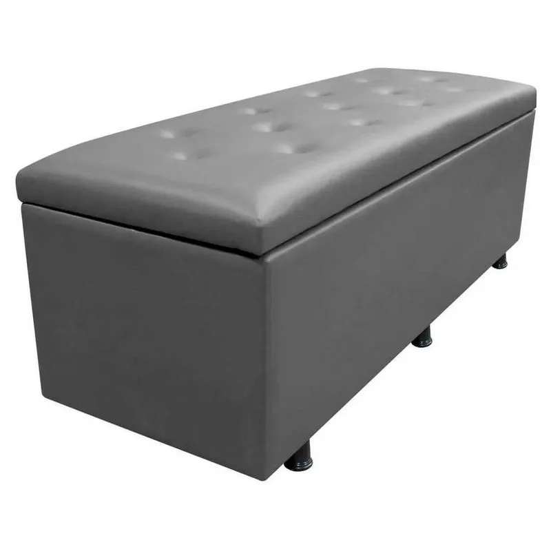Calçadeira Baú Solteiro 90cm Estofada Liz S05 Sintético Cinza - Mpozenato