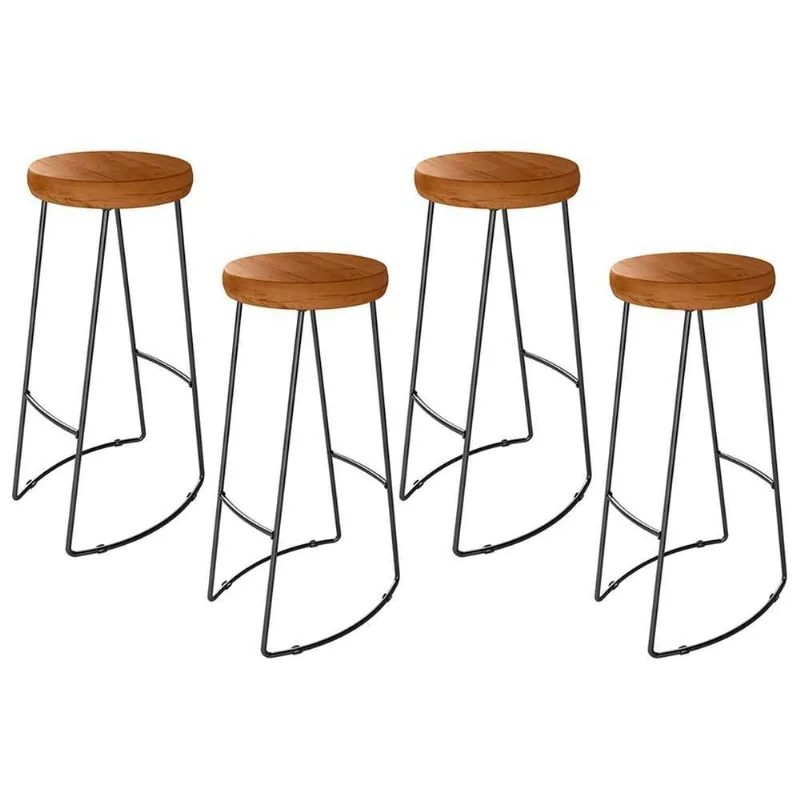 Kit 4 Banquetas Altas Para Cozinha Estilo Industrial Aura D09 Peroba - Mpozenato