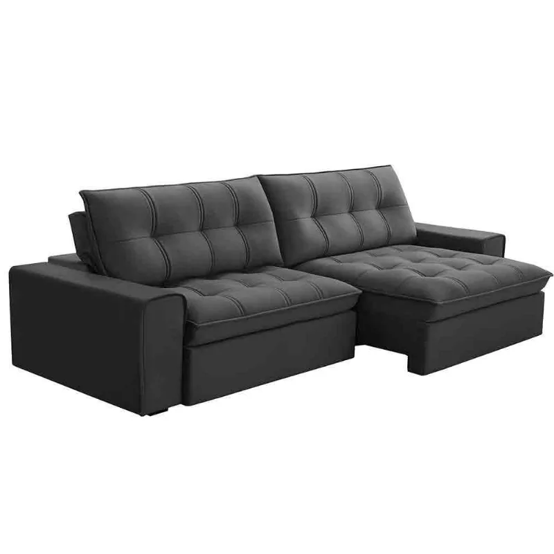 Sofá Retrátil Reclinável 3 Lugares 250cm Argon F05 Veludo Grafite - Mpozenato