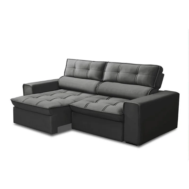 Sofá Retrátil Reclinável 3 Lugares 180cm Blanches F05 Veludo Grafite - Mpozenato
