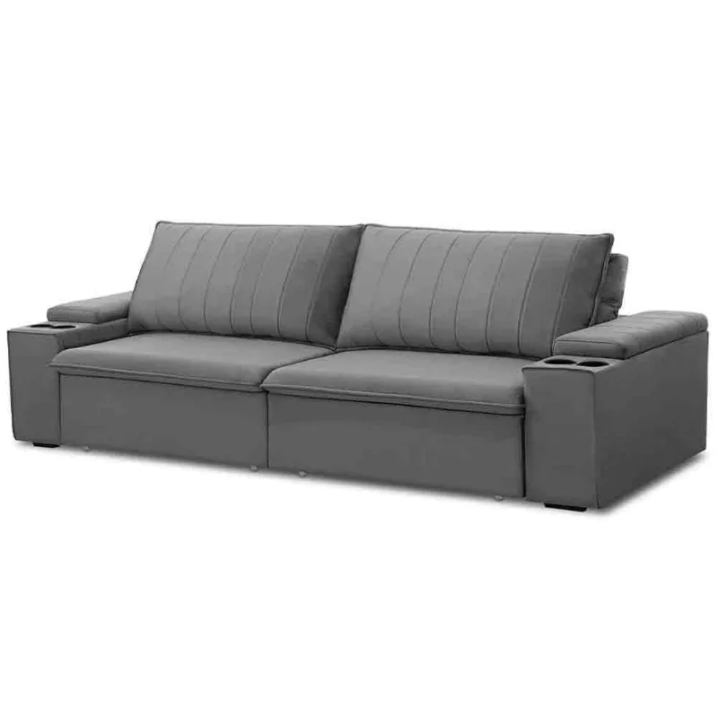 Sofá Retrátil Reclinável 3 Lugares 245cm Baluart F05 Veludo Prata - Mpozenato