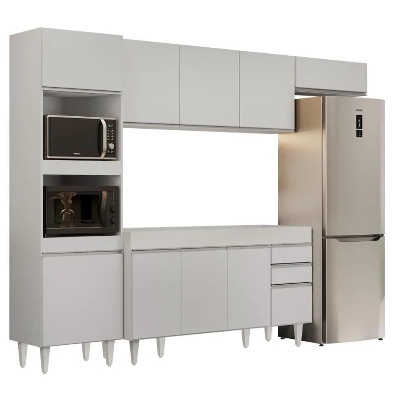 Armário De Cozinha Modulada 4 Peças Cp10 Balcão Branco - Lumil