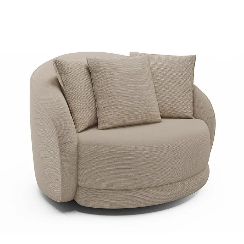 Poltrona Decorativa Giratória Para Sala 122cm Kaly M22 Linho Cru - Mpozenato