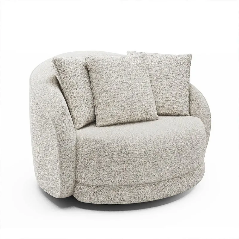 Poltrona Decorativa Giratória Para Sala 122cm Kaly M22 Boucle Branco - Mpozenato