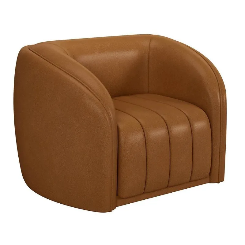 Poltrona Decorativa Para Sala 112cm Meris M22 Sintético Caramelo - Mpozenato