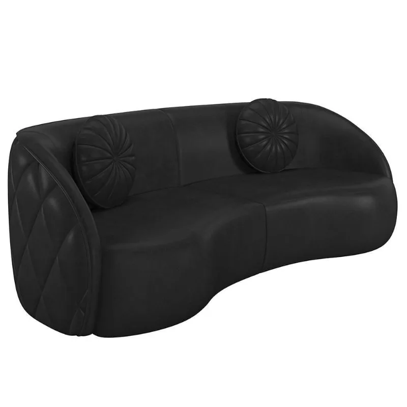 Sofá Decorativo Com Almofadas 3 Lugares 240cm Tressê Zion M22 Sintético Preto - Mpozenato