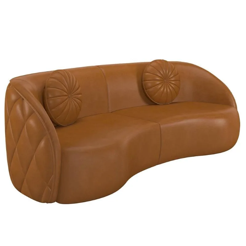 Sofá Decorativo Com Almofadas 3 Lugares 240cm Tressê Zion M22 Sintético Caramelo - Mpozenato