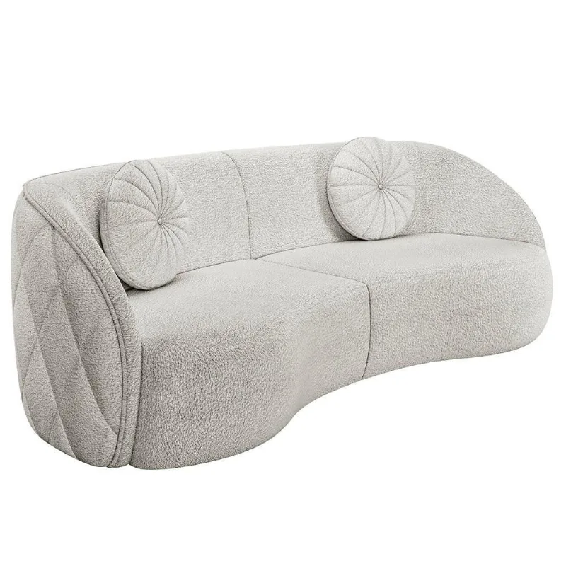 Sofá Decorativo Com Almofadas 3 Lugares 288cm Tressê Zion M22 Boucle Branco - Mpozenato
