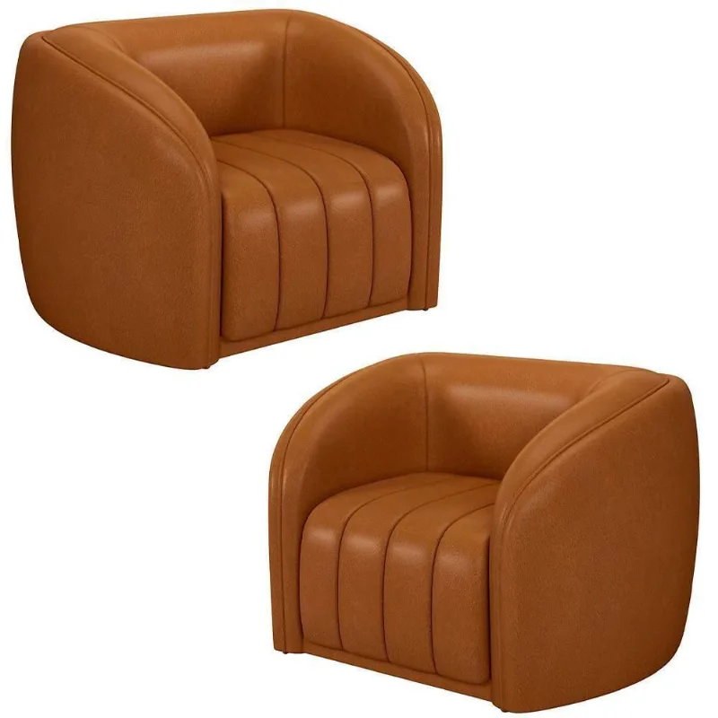 Kit 2 Poltronas Decorativa Para Sala 112cm Meris M22 Sintético Caramelo - Mpozenato