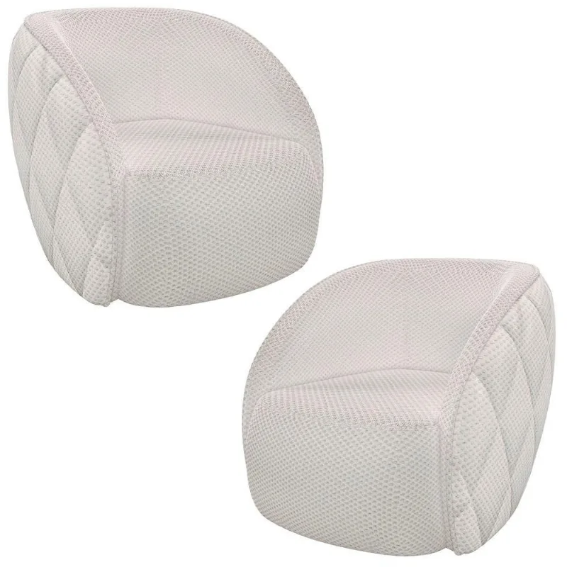 Kit 2 Poltronas Decorativa Para Sala 90cm Tressê Zion M22 Linho Cru - Mpozenato