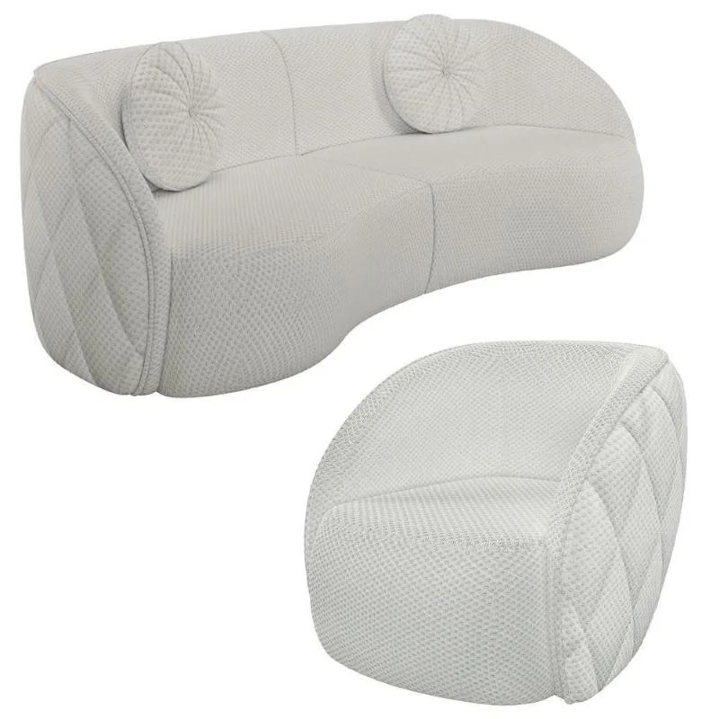Sofá Decorativo 3 Lugares 288cm Com Almofadas E Poltrona Zion M22 Linho Cru - Mpozenato