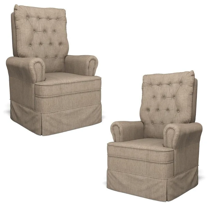 Kit 02 Poltronas De Amamentação E Descanso Com Balanço Laís G05 Linho Areia - Mpozenato