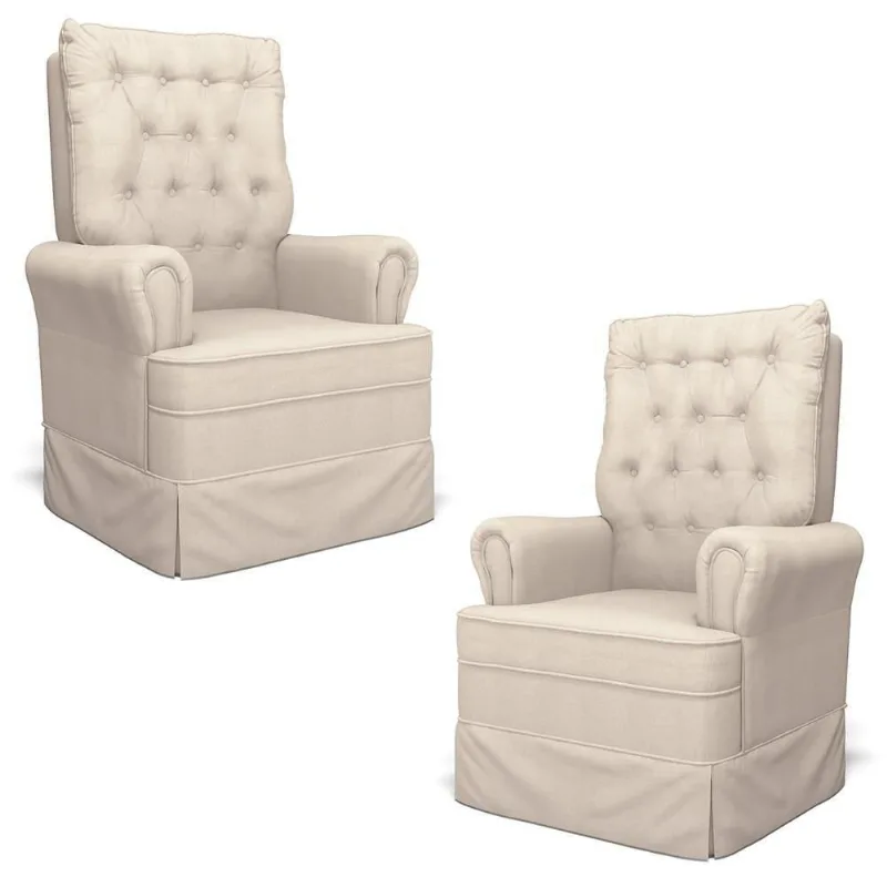Kit 02 Poltronas De Amamentação E Descanso Com Balanço Laís G05 Linho Creme - Mpozenato