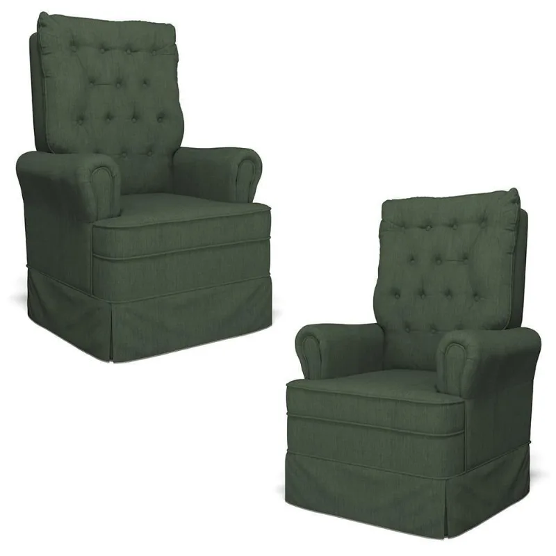 Kit 02 Poltronas De Amamentação E Descanso Com Balanço Laís G05 Linho Verde - Mpozenato