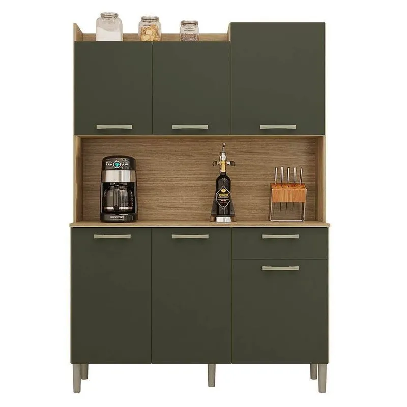 Armário De Cozinha Compacta 121cm Pádua K02 Freijó/real - Mpozenato