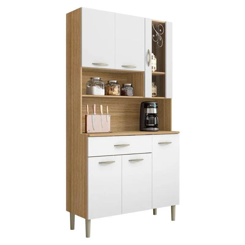 Armário De Cozinha Compacta 90cm Bruna K02 Freijó/supremo - Mpozenato