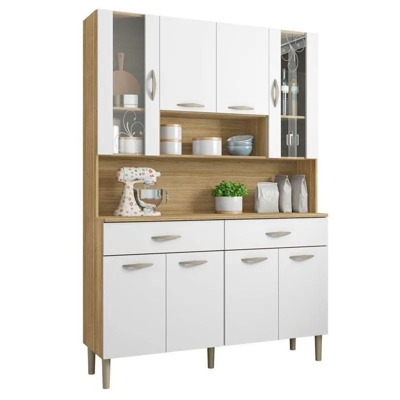 Armário De Cozinha Compacta 121cm Bruna K02 Freijó-supremo - Mpozenato
