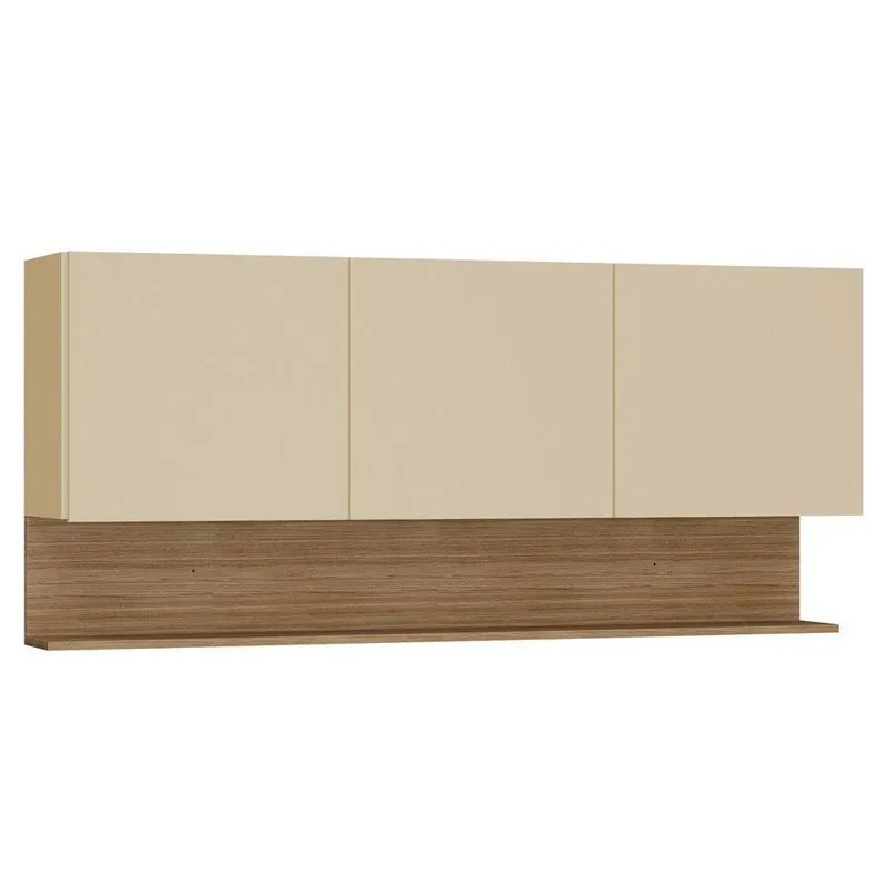 Armário Aéreo 150cm 3 Portas Lina K02 Vanilla/freijó - Mpozenato