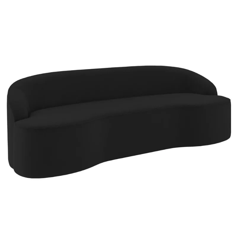 Sofá 3 Lugares Para Sala De Estar Living 180cm Theo D06 Veludo Preto - Mpozenato