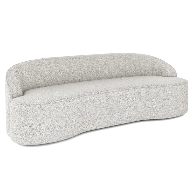 Sofá 4 Lugares Para Sala De Estar Living 260cm Theo D06 Bouclê Creme - Mpozenato