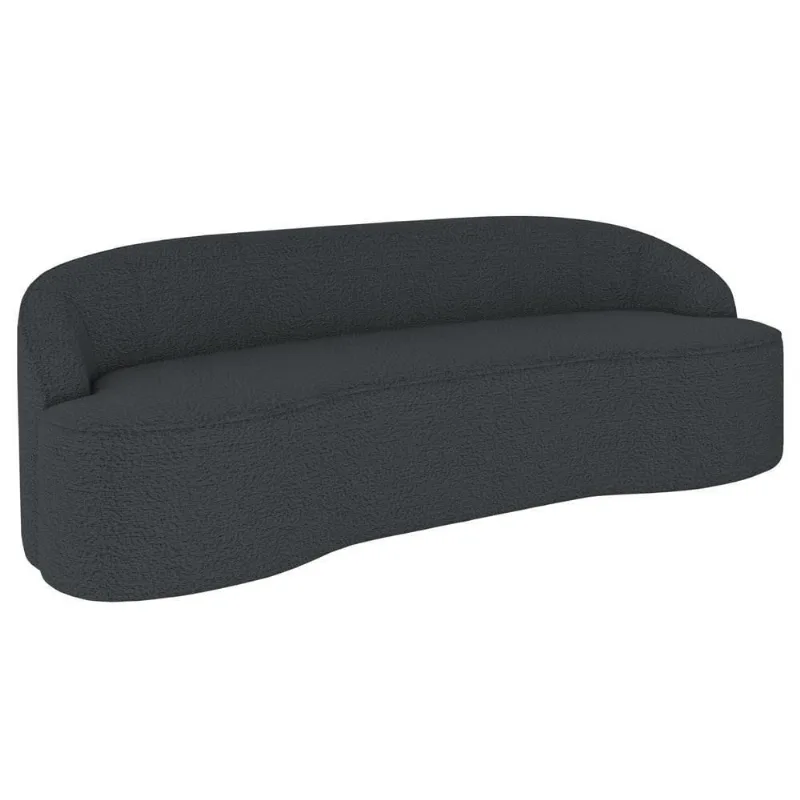 Sofá 5 Lugares Para Sala De Estar Living 300cm Theo D06 Bouclê Cinza Escuro - Mpozenato