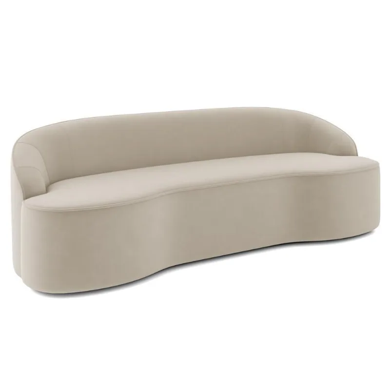 Sofá 5 Lugares Para Sala De Estar Living 300cm Theo D06 Veludo Creme - Mpozenato